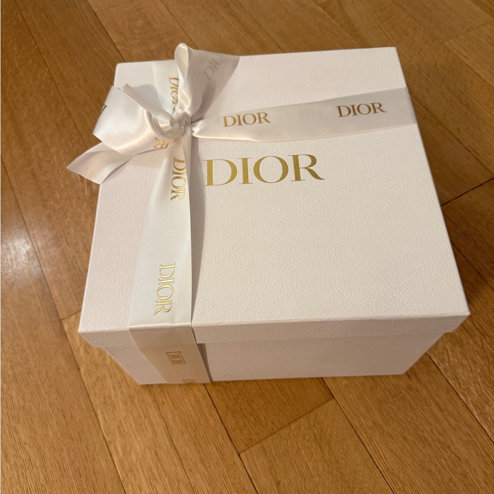 Dior White Box with Gold Lettering and Ribbon